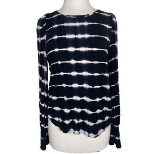 Allison Joy M long sleeve blouse black / white tie dyed striped